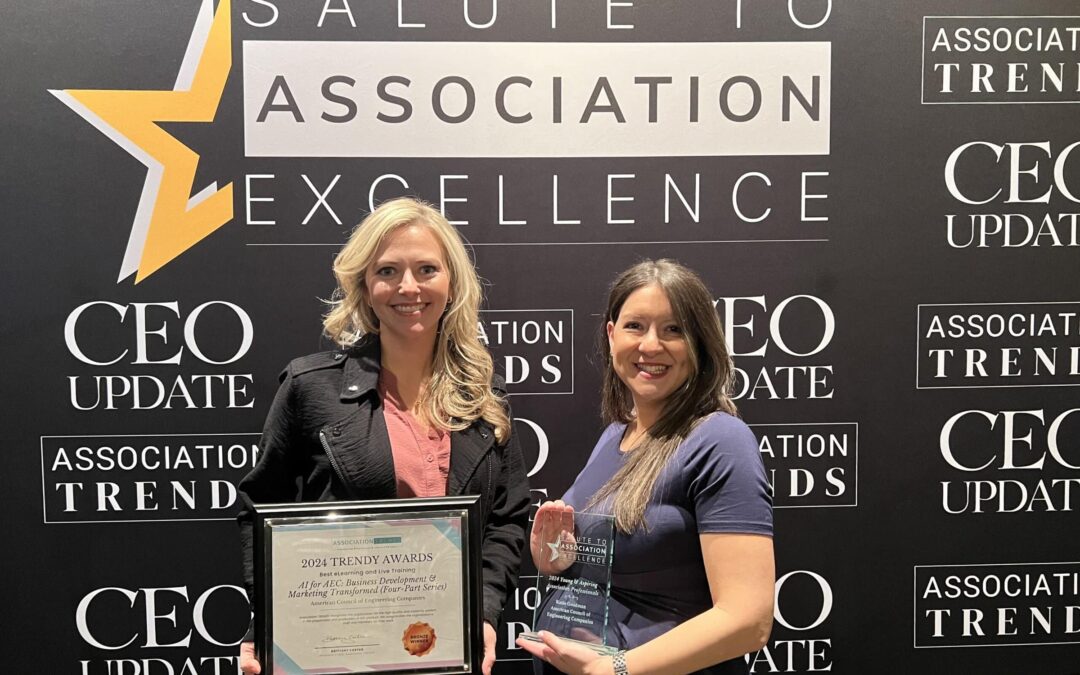 Diana Alexander and Katie Goodman hold their awards at the Salute to Association Excellence Awards