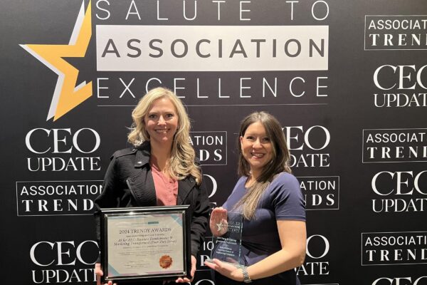 Diana Alexander and Katie Goodman hold their awards at the Salute to Association Excellence Awards