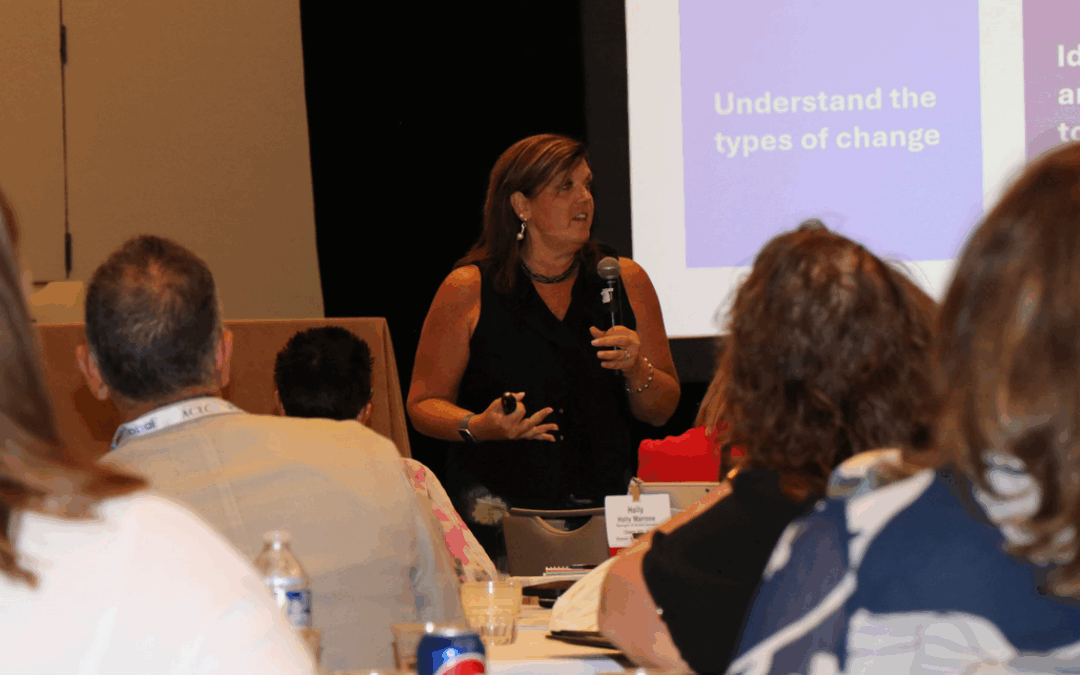 Melissa Wilcox, Director of Human Resources at KCI, leads a change management workshop at the Women’s Leadership Forum.
