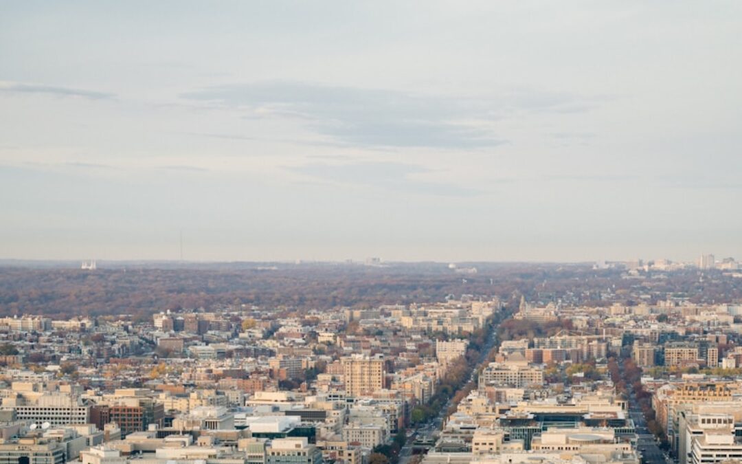 Aerial view of the white house and washington d.c.