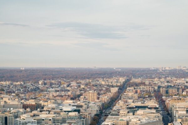Aerial view of the white house and washington d.c.